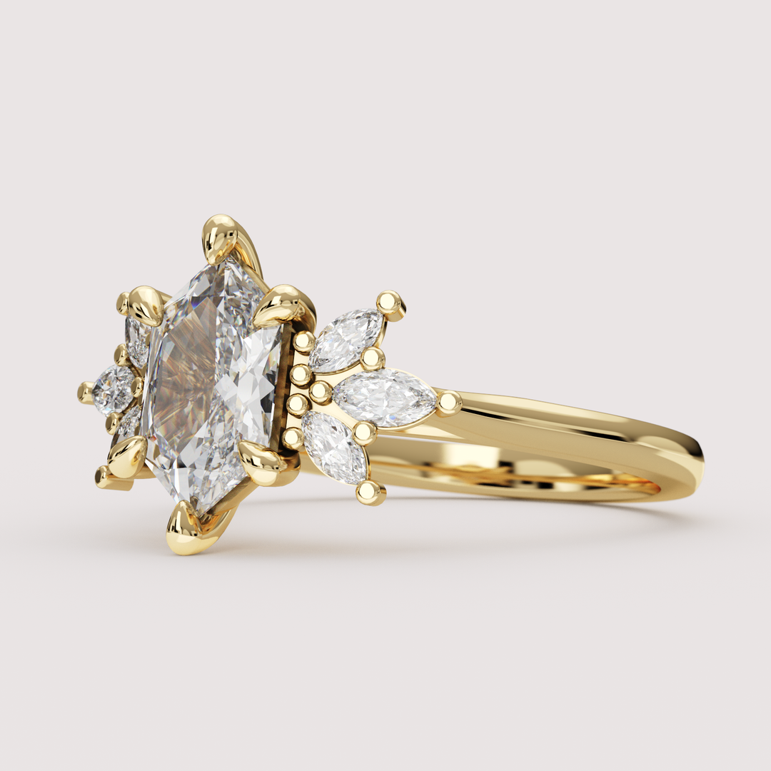 Astrid - Dutch Marquise Hexagon Lab Grown Diamond Floral Cluster Custom Engagement Ring Engagement Rings - Price On Application