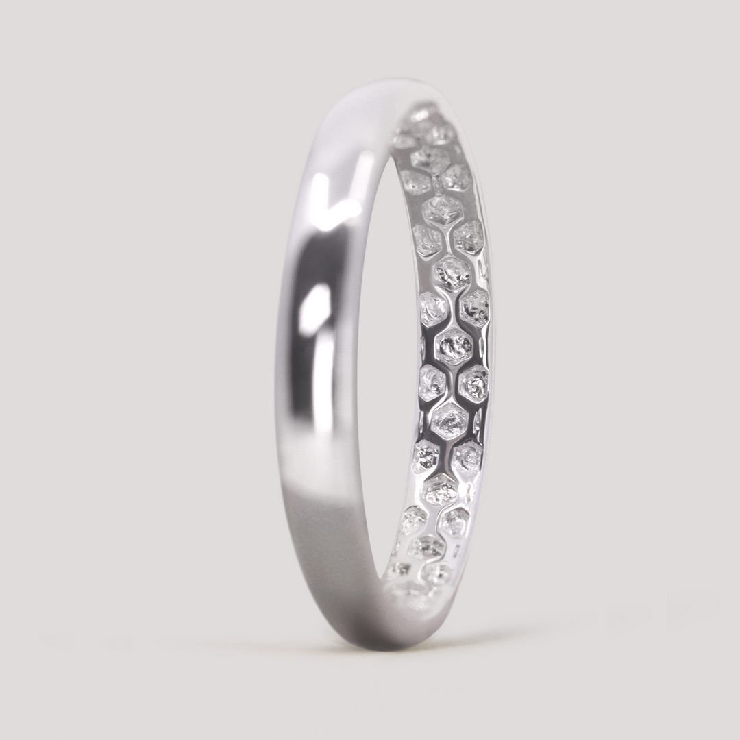 Barnaby - Hidden Pattern Honeycomb Slim Wedding Ring - Made-to-Order Wedding Rings - Wide