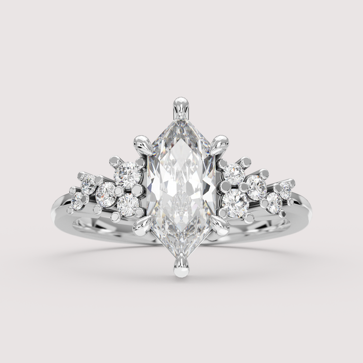 Billie - Dutch Marquise Hexagon Cut Lab Grown Diamond Scattered Band Custom Engagement Ring Engagement Rings - Price On Application