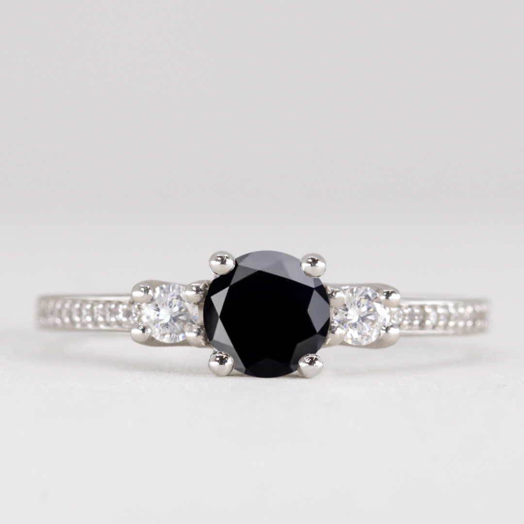 Callie - Round Brilliant Cut Gemstone Trilogy Engagement Ring