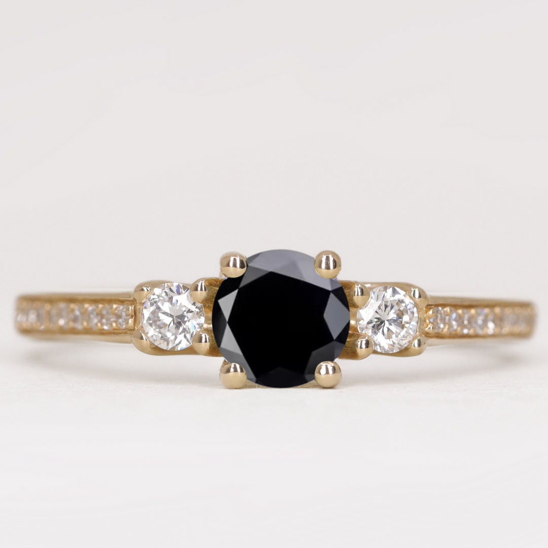 Callie - Round Brilliant Cut Gemstone Trilogy Engagement Ring