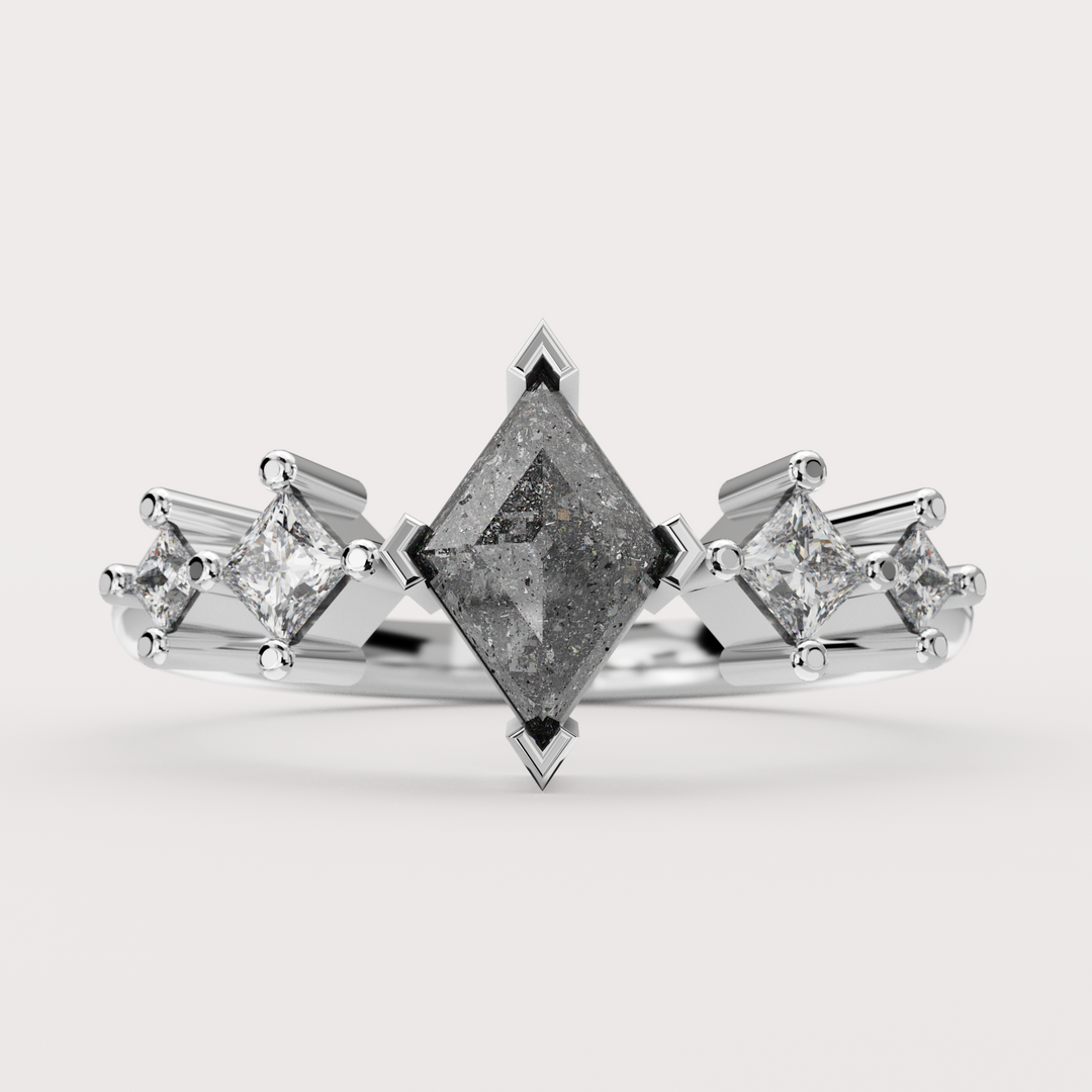 Bonnie - Kite Salt & Pepper Diamond Unique Custom Engagement Ring Engagement Rings - Price On Application