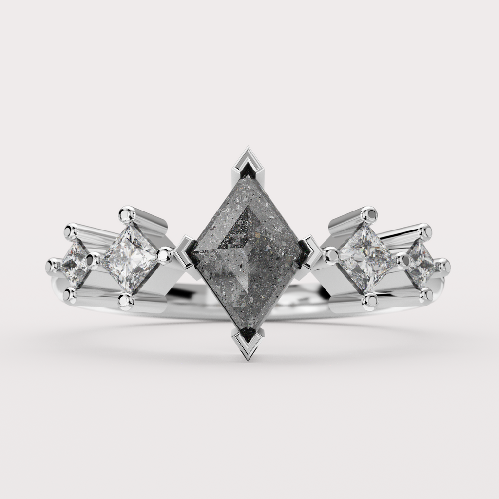 Bonnie - Kite Salt & Pepper Diamond Unique Custom Engagement Ring Engagement Rings - Price On Application