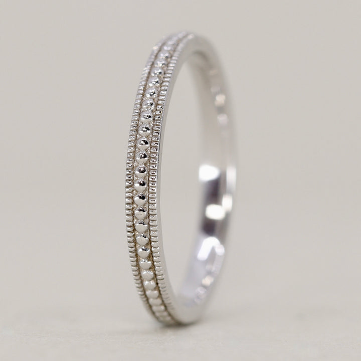 Quinn - Vintage Style Beaded Full or Half Eternity Style Wedding Ring - Made-to-Order