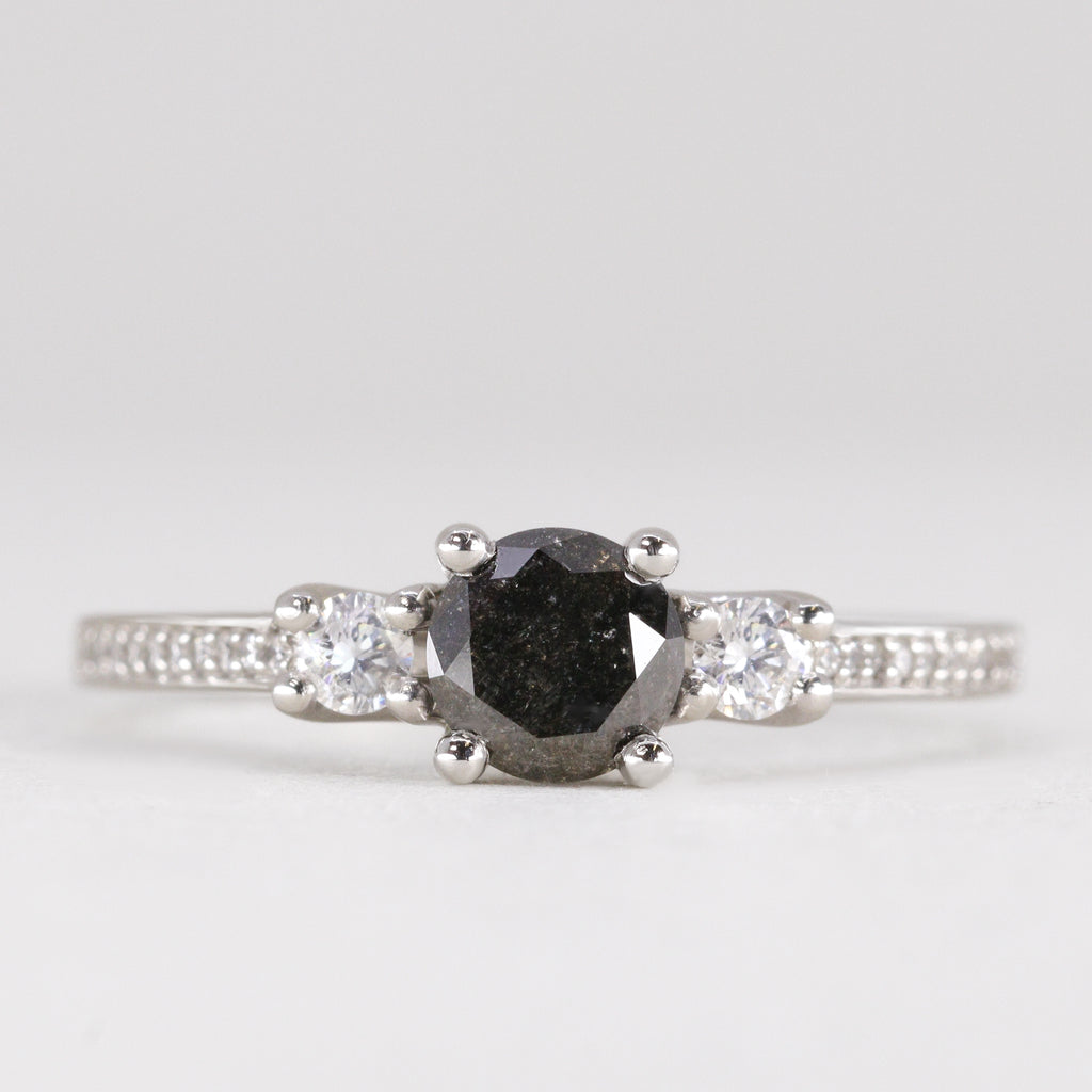 Callie - Salt & Pepper Diamond Trilogy Engagement Ring - Ready-to-Wear Engagement Rings - Ready-to-Ship
