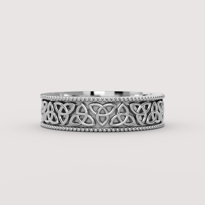 Callum - Celtic-Inspired Trinity Knot Pattern Unisex 6.00mm Wedding Ring - Made-to-Order