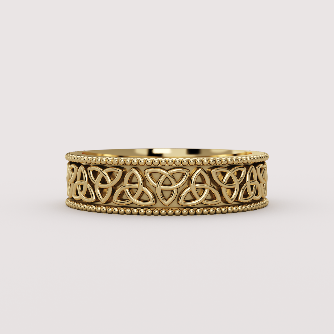 Callum - Celtic-Inspired Trinity Knot Pattern Unisex 6.00mm Wedding Ring - Made-to-Order