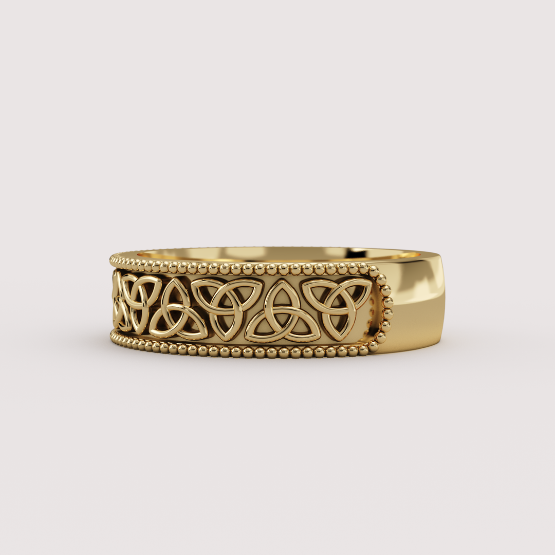 Callum - Celtic-Inspired Trinity Knot Pattern Unisex 6.00mm Wedding Ring - Made-to-Order