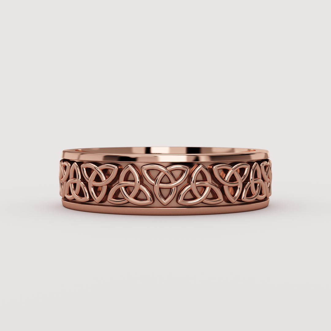 Callum - Celtic-Inspired Trinity Knot Pattern Unisex 6.00mm Wedding Ring - Made-to-Order