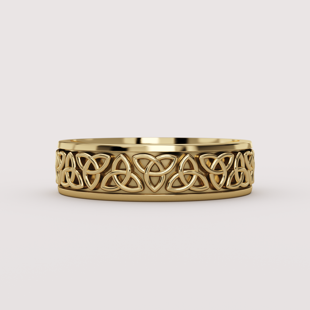 Callum - Celtic-Inspired Trinity Knot Pattern Unisex 6.00mm Wedding Ring - Made-to-Order