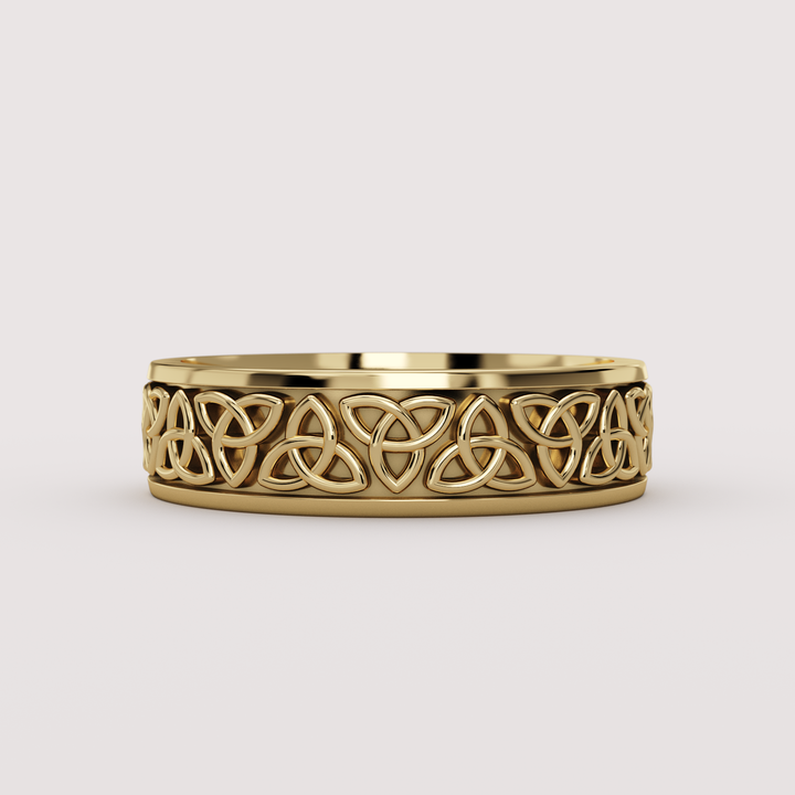 Callum - Celtic-Inspired Trinity Knot Pattern Unisex 6.00mm Wedding Ring - Made-to-Order
