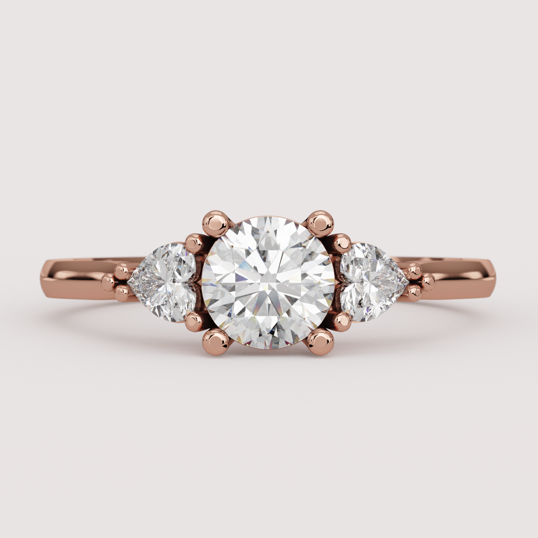 Caoimhe - Round &amp; Heart Shaped Lab Grown Diamond Custom Trilogy Engagement Ring