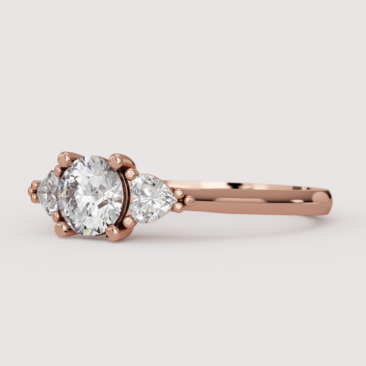 Caoimhe - Round &amp; Heart Shaped Lab Grown Diamond Custom Trilogy Engagement Ring