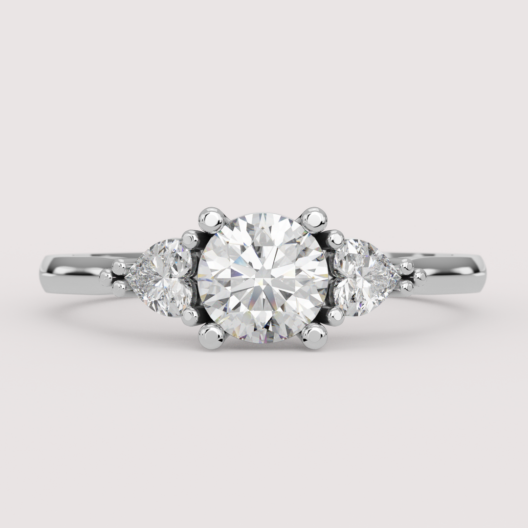Caoimhe - Round &amp; Heart Shaped Lab Grown Diamond Custom Trilogy Engagement Ring
