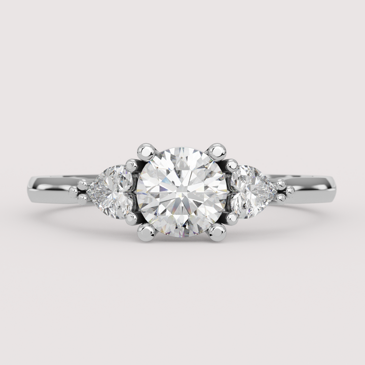 Caoimhe - Round &amp; Heart Shaped Lab Grown Diamond Custom Trilogy Engagement Ring