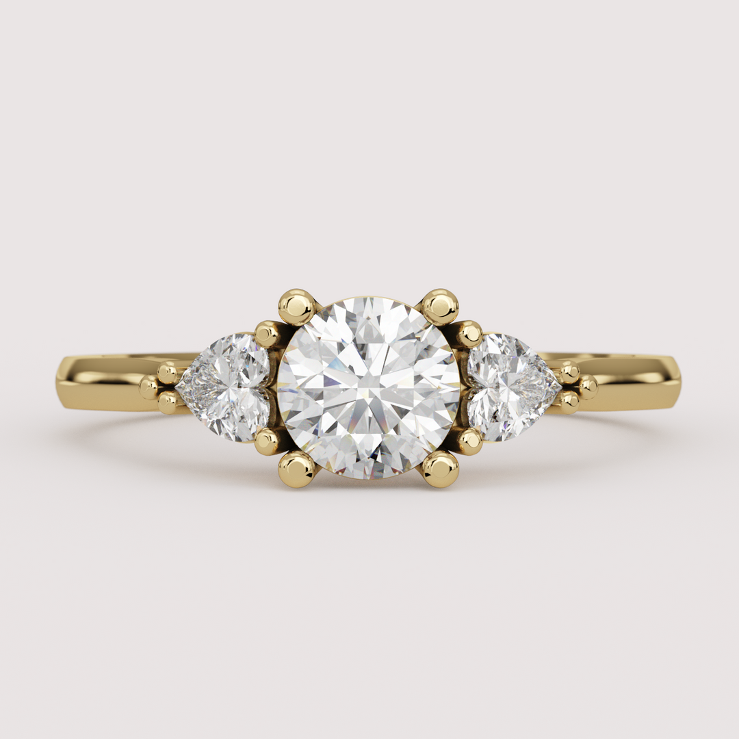 Caoimhe - Round &amp; Heart Shaped Lab Grown Diamond Custom Trilogy Engagement Ring