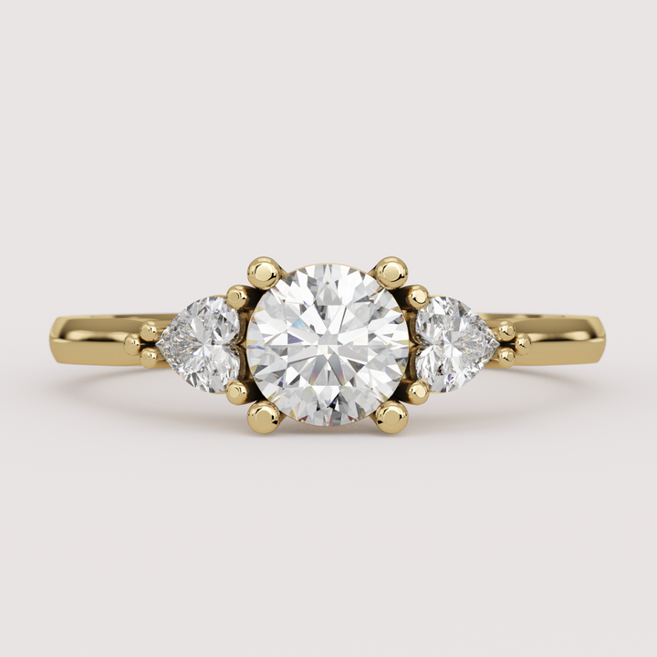 Caoimhe - Round &amp; Heart Shaped Lab Grown Diamond Custom Trilogy Engagement Ring