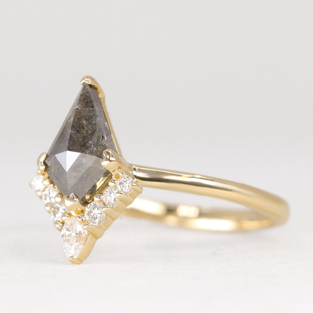 Unique salt and pepper diamond engagement ring with white diamonds