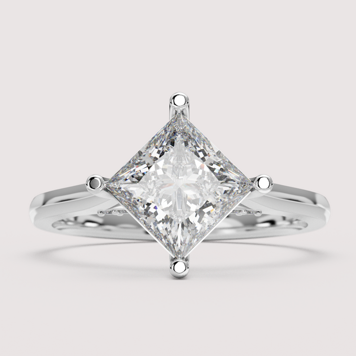 Chloé - Princess Cut Lab Grown Diamond Solitaire Engagement Ring with Diamond Bridge Engagement Rings - Made-to-Order