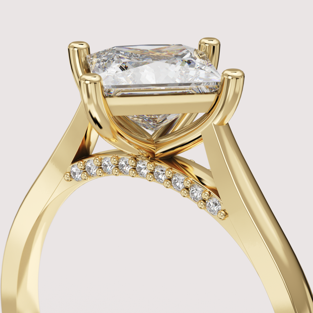 Chloé - Princess Cut Lab Grown Diamond Solitaire Engagement Ring with Diamond Bridge Engagement Rings - Made-to-Order