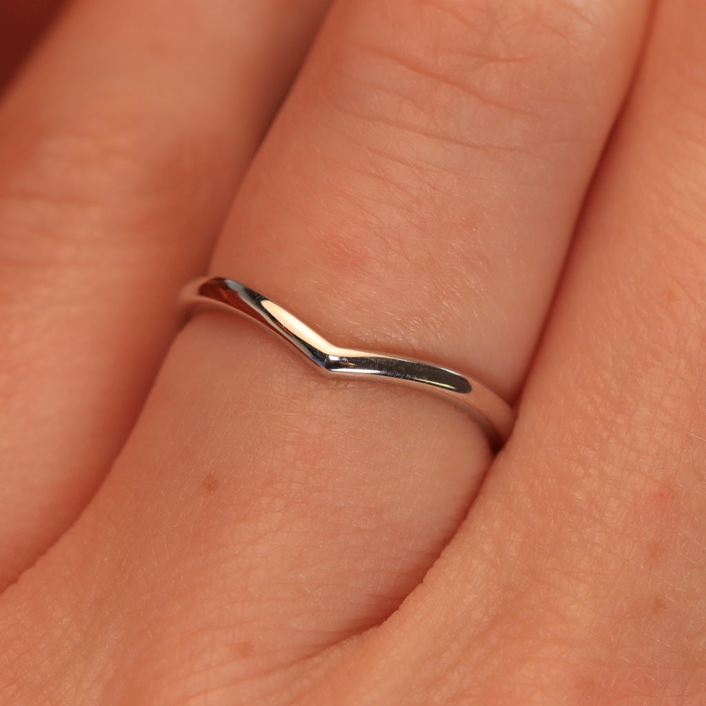 Simple platinum wishbone wedding ring