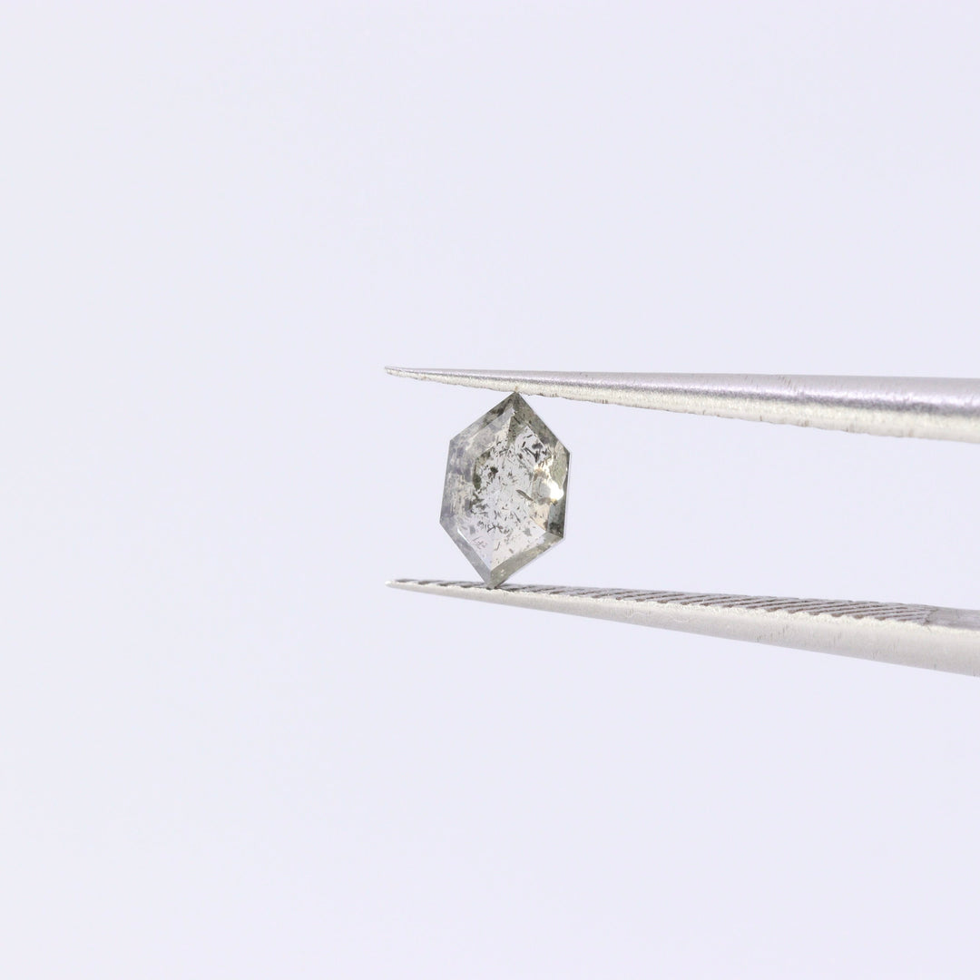 Salt and Pepper Diamond | 0.37ct Elongated Hexagon Cut, Loose Gemstone