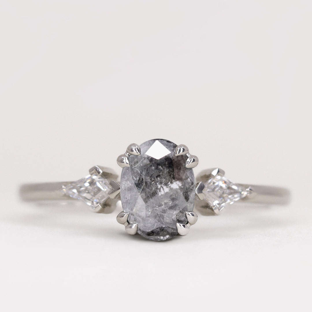 Dahlia Oval Cut Salt and Pepper Diamond and Kite Cut Lab Grown