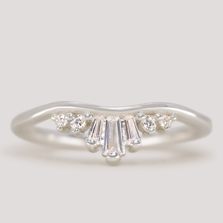 Diana - Tapered Baguette and Round Diamond Set Tiara Wedding Ring - Made-to-Order