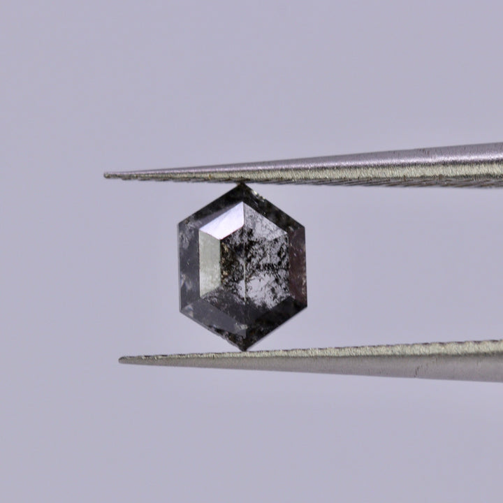 Salt and Pepper Diamond | 0.58ct Hexagon Rose Cut, Loose Gemstone