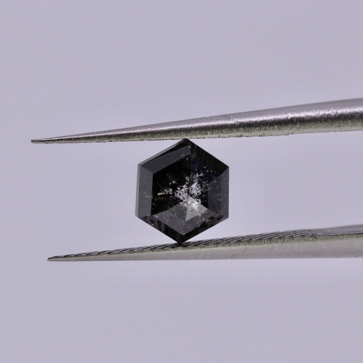 Salt and Pepper Diamond | 1.19ct Elongated Hexagon Rose Cut, Loose Gemstone