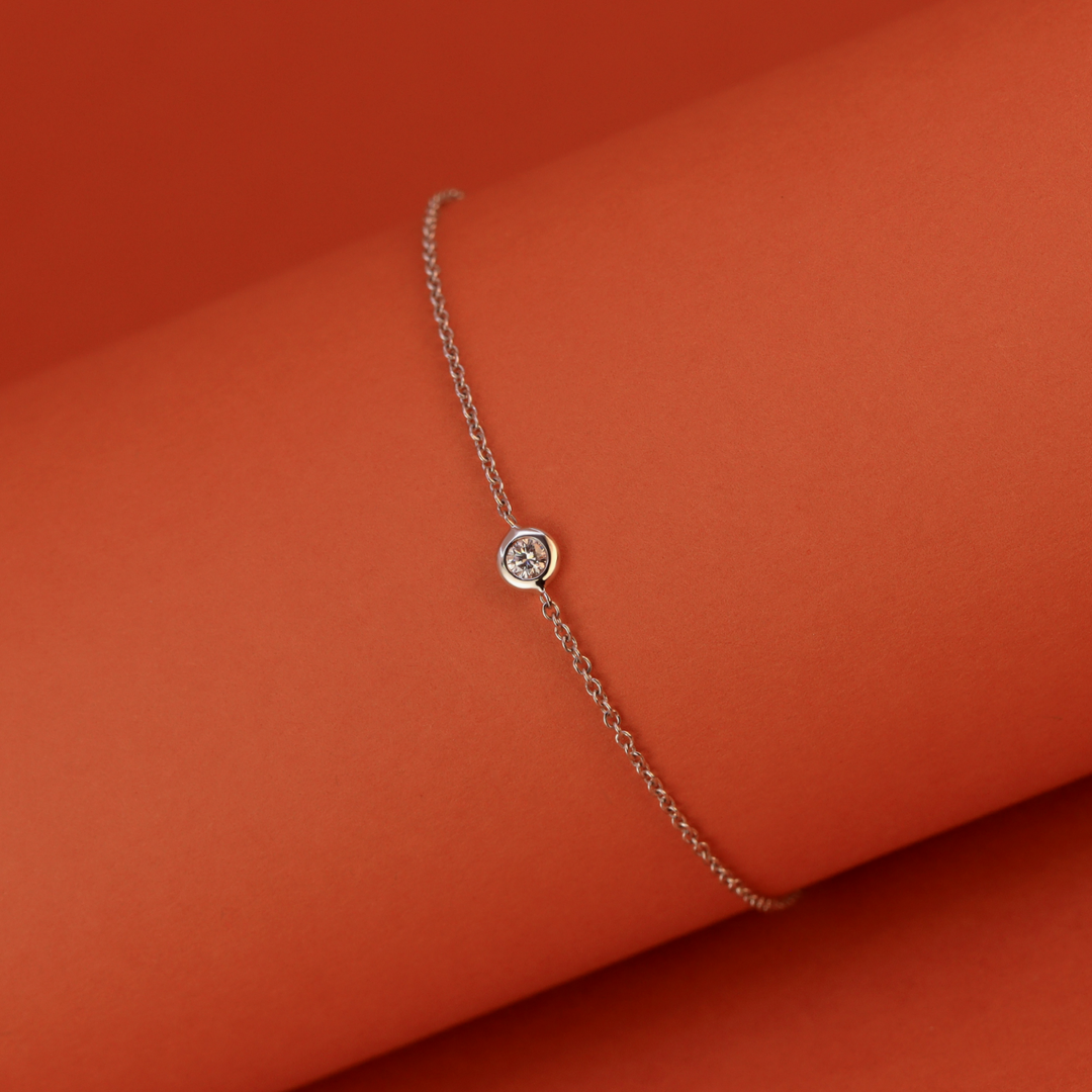 Silver bezel diamond bracelet