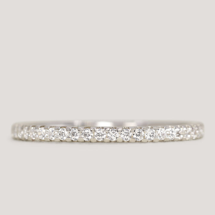 Ellis - Diamond Set Half Eternity Straight Wedding Ring - Made-to-Order