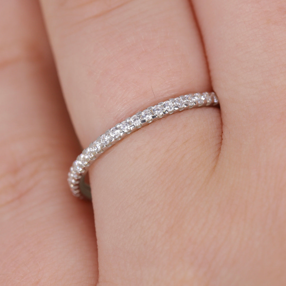 Ellis - Diamond Set Half Eternity Straight Wedding Ring - Made-to-Order