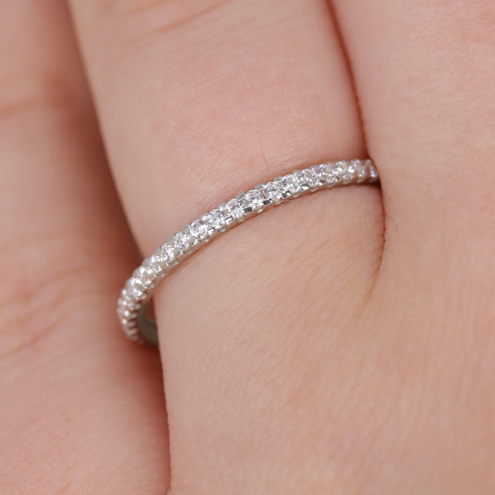 Ellis - Diamond Set Half Eternity Straight Wedding Ring - Made-to-Order