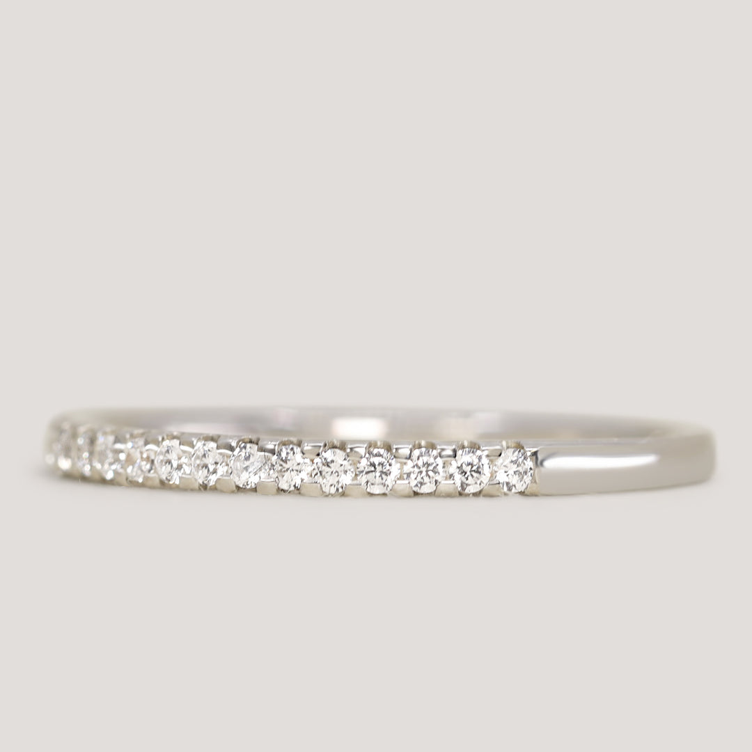 Ellis - Diamond Set Half Eternity Straight Wedding Ring - Made-to-Order