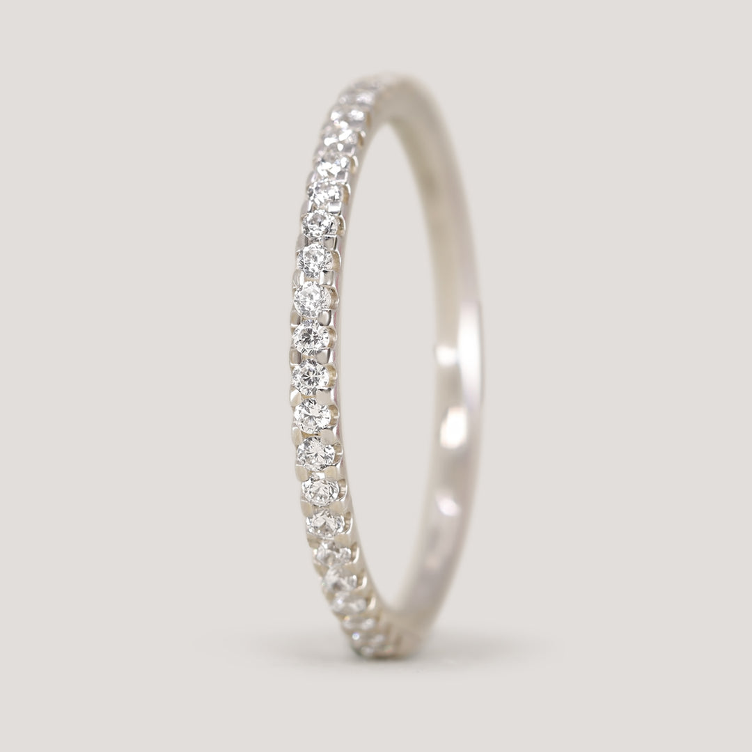 Ellis - Diamond Set Half Eternity Straight Wedding Ring - Made-to-Order Wedding Rings - Made-to-Order