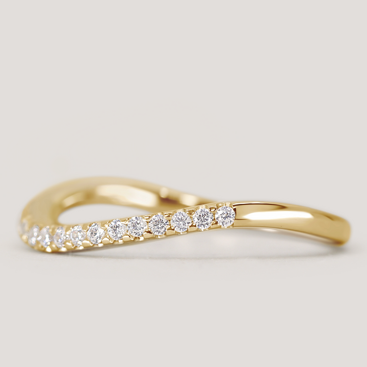 Ellis - Diamond Set Wave Shaped Wedding Ring - Made-to-Order