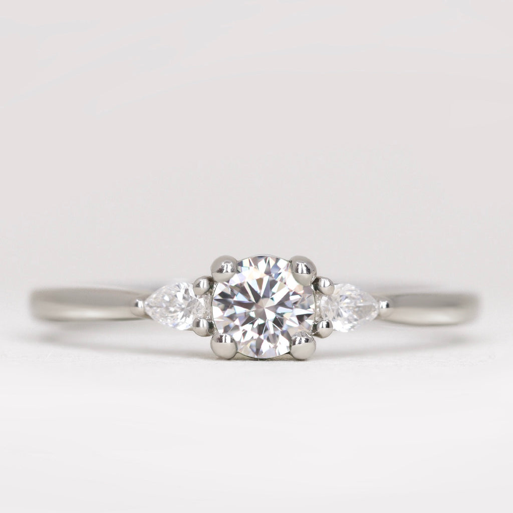 Elspeth - Round Cut Diamond Pear Accents Trilogy Build Your Own Engagement Ring Setting