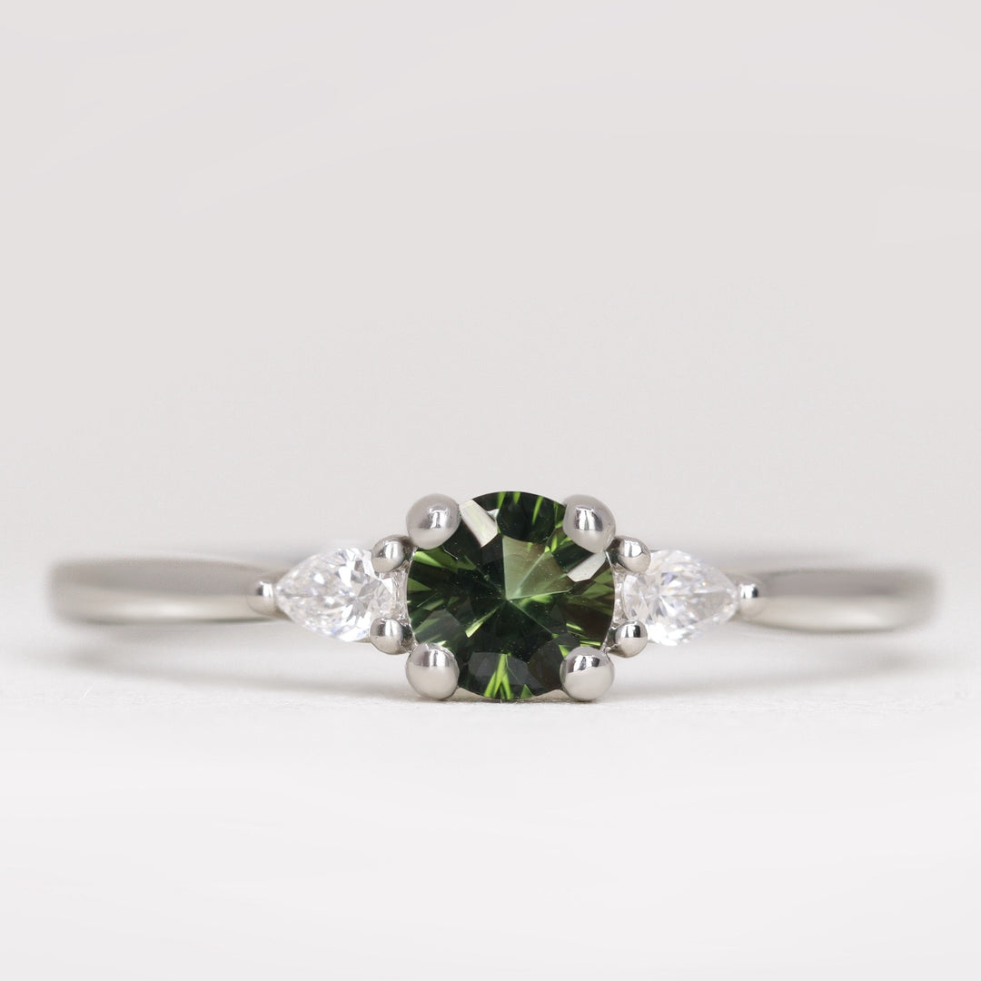 Unique optix tourmaline and lab grown diamond engagement ring