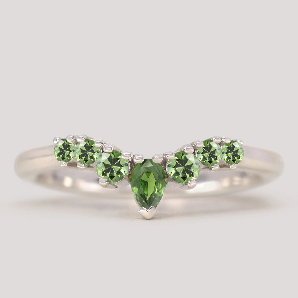 Emma - Green Sapphire Tiara Wedding Ring - Made-To-Order Wedding Rings - Made-to-Order