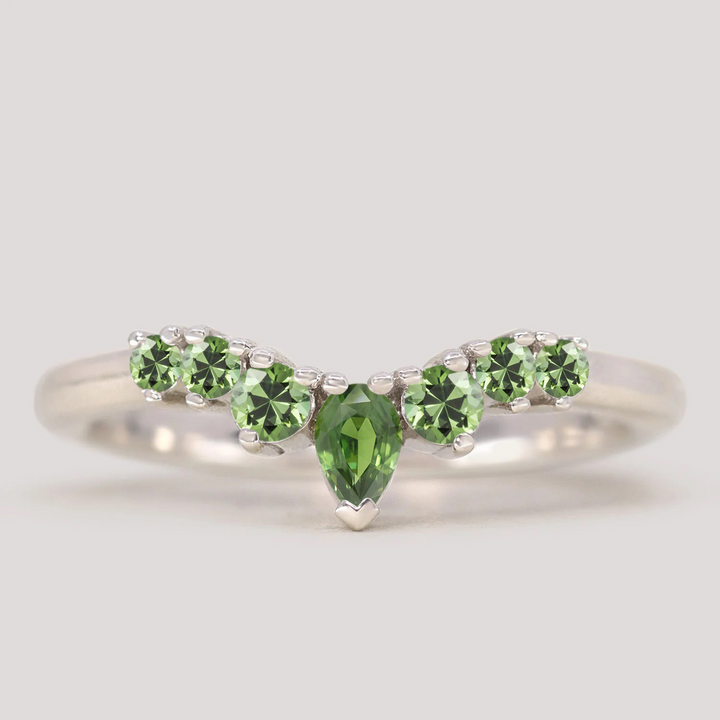 Emma - Green Sapphire Tiara Wedding Ring - Made-To-Order Wedding Rings - Made-to-Order