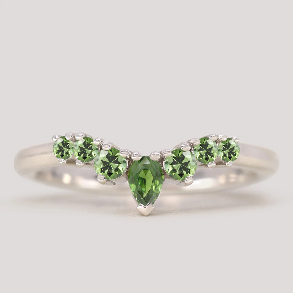 Emma - Green Sapphire Tiara Wedding Ring - Made-To-Order Wedding Rings - Made-to-Order