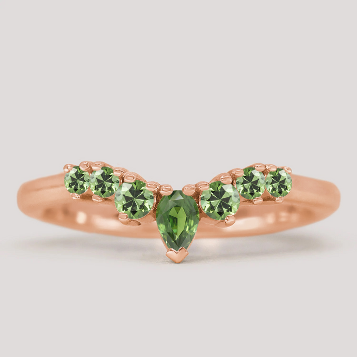 Emma - Green Sapphire Tiara Wedding Ring - Made-To-Order Wedding Rings - Made-to-Order