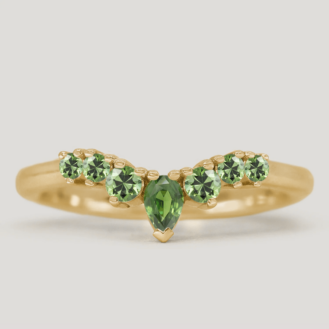 Emma - Green Sapphire Tiara Wedding Ring - Made-To-Order Wedding Rings - Made-to-Order