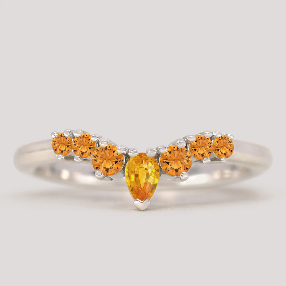Emma - Orange Sapphire Tiara Wedding Ring - Made-To-Order Wedding Rings - Made-to-Order