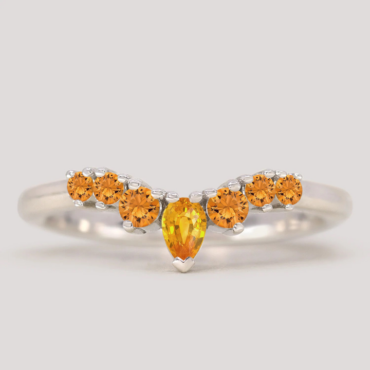 Emma - Orange Sapphire Tiara Wedding Ring - Made-To-Order Wedding Rings - Made-to-Order