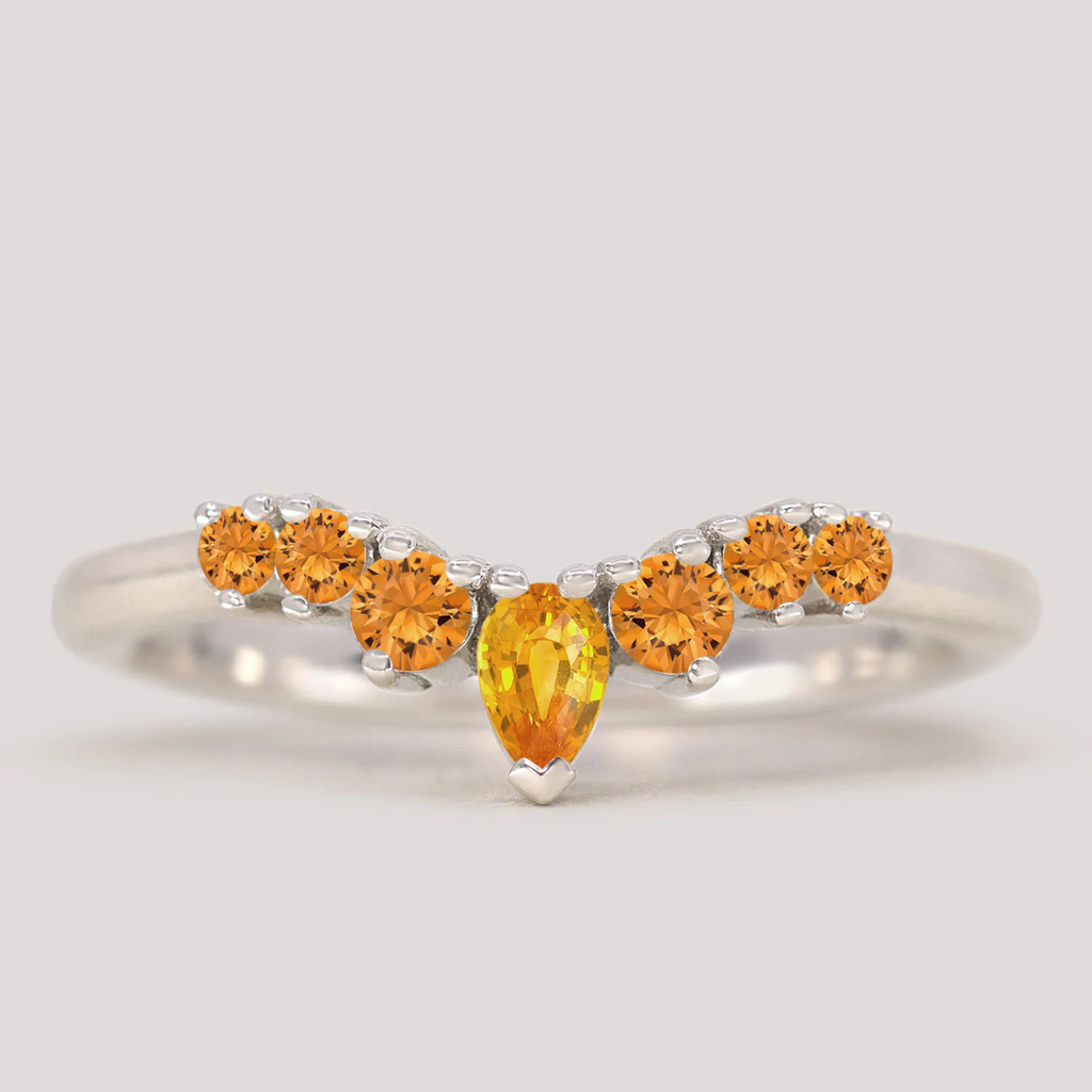 Emma - Orange Sapphire Tiara Wedding Ring - Made-To-Order Wedding Rings - Made-to-Order