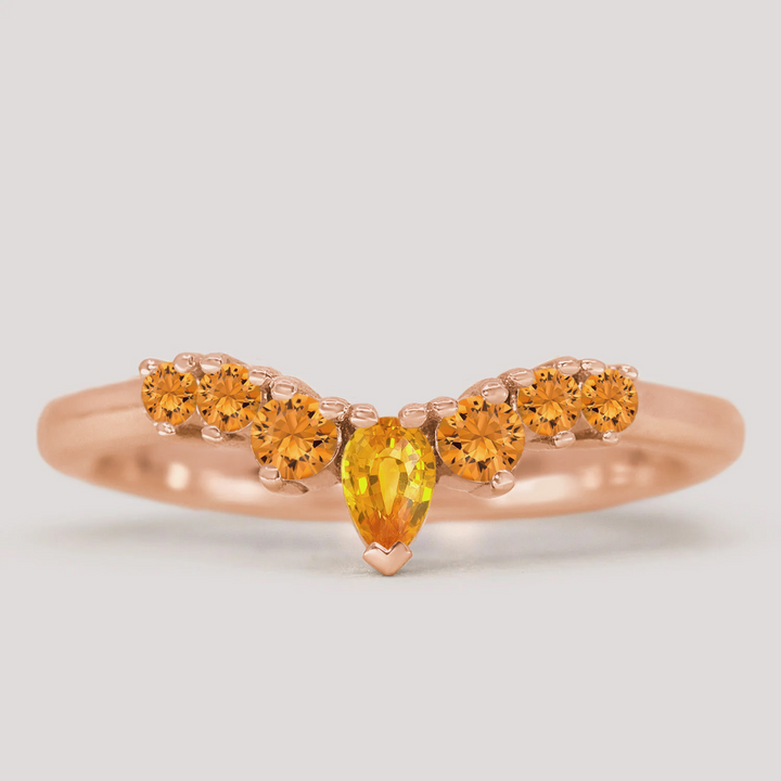 Emma - Orange Sapphire Tiara Wedding Ring - Made-To-Order Wedding Rings - Made-to-Order