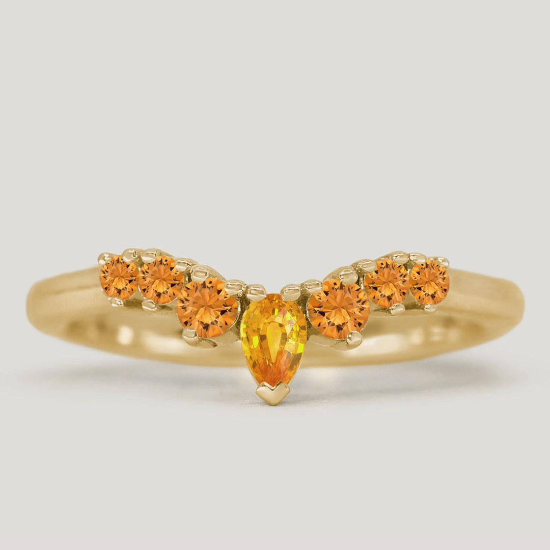 Emma - Orange Sapphire Tiara Wedding Ring - Made-To-Order Wedding Rings - Made-to-Order