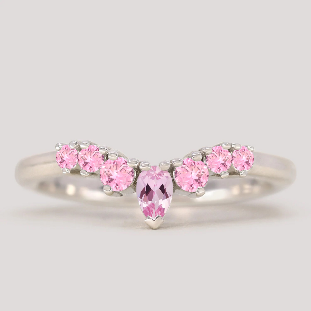 Emma - Pink Sapphire Tiara Wedding Ring - Made-To-Order Wedding Rings - Made-to-Order